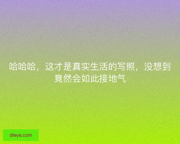哈哈哈，这才是真实生活的写照，没想到竟然会如此接地气