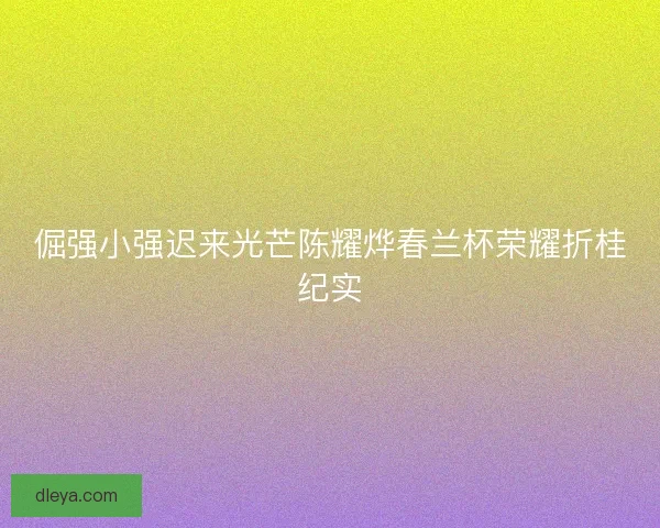 倔强小强迟来光芒陈耀烨春兰杯荣耀折桂纪实